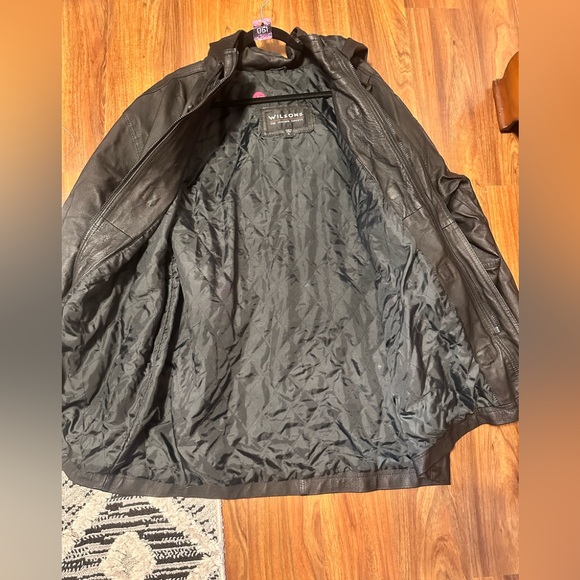 #51 WILSON LEATHER BLACK HEAVY DUTY HOODED PADDED LEATHER JACKET MEN SIZE XL - Picture 6 of 9